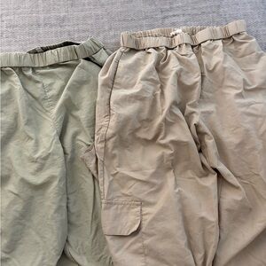 Women’s Casual Elastic Waist Pants - Beige and Olive